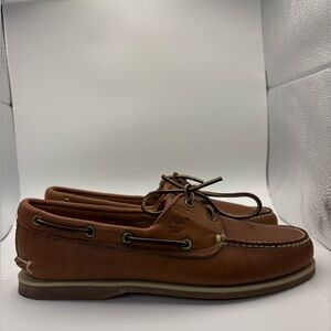 Timberland 3 Eye Classic Brown Leather Boat Shoes Mens 9.5 Handsewn